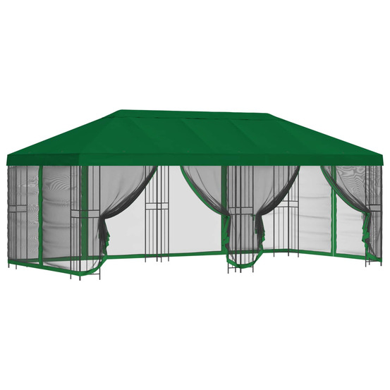 Gazebo avec murs latéraux 6 x 3 m vert polyester et acier 190