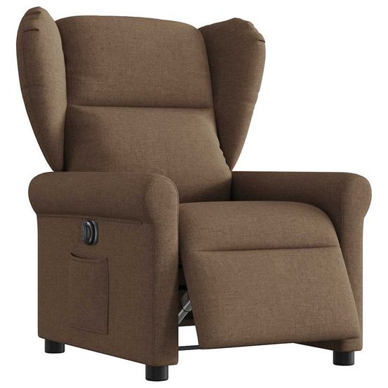 Fauteuil inclinable électrique marron tissu