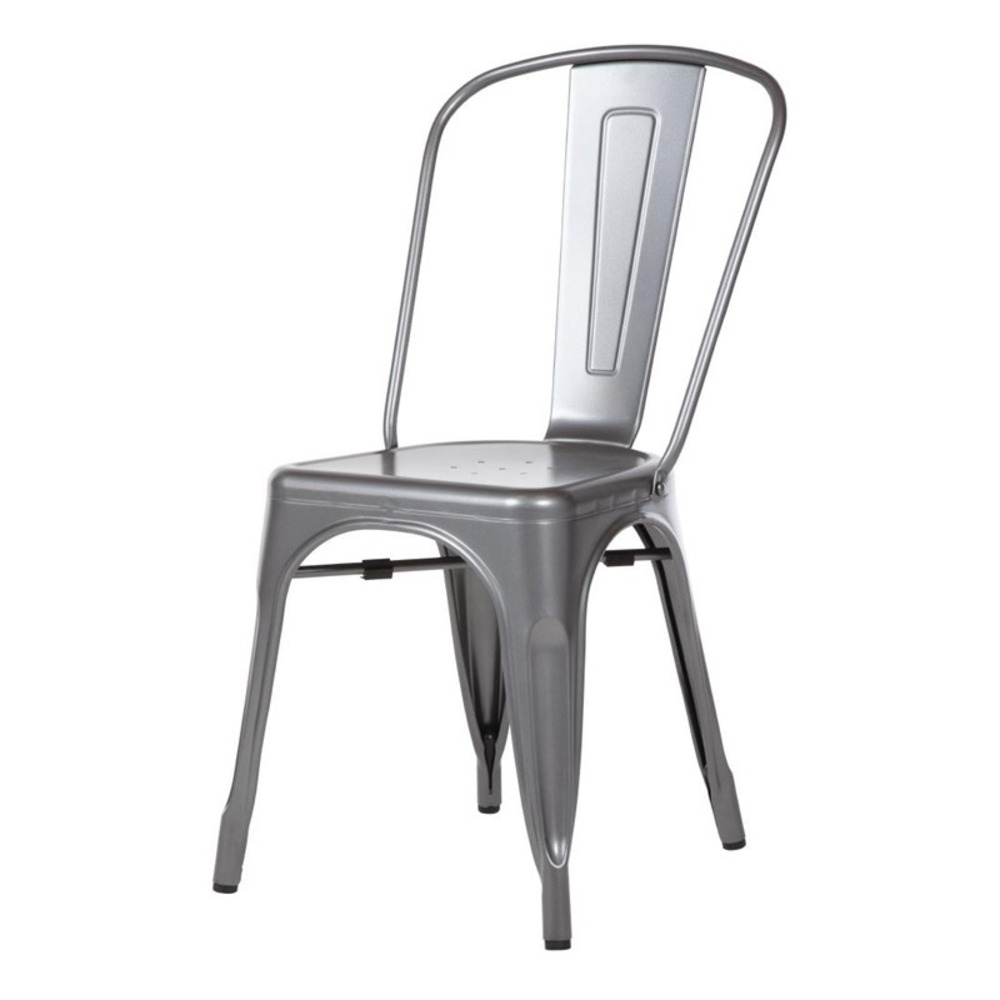 Chaises bistro en acier gris métallisé - lot de 4 - bolero