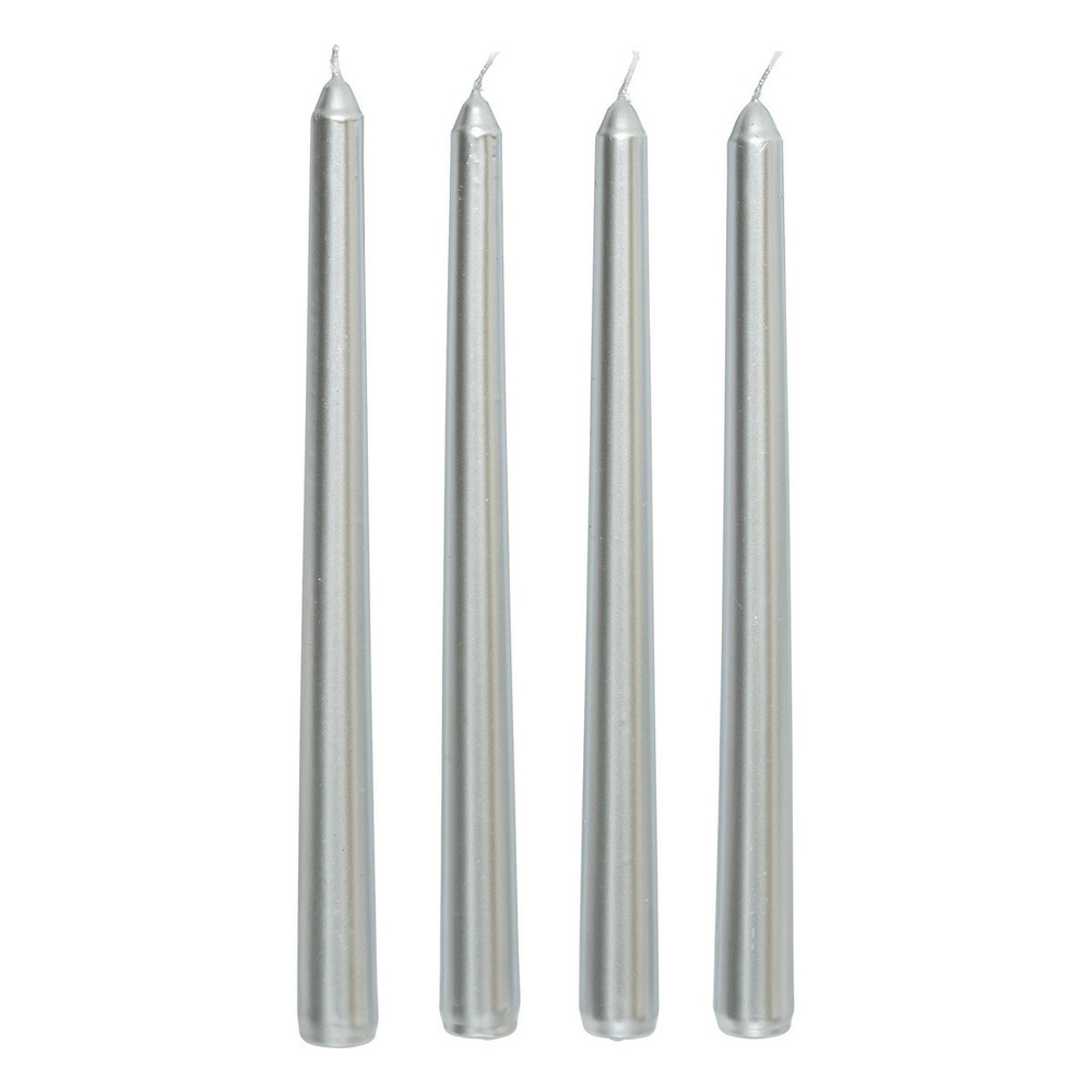 Lot de 4 bougies satin argent 192g