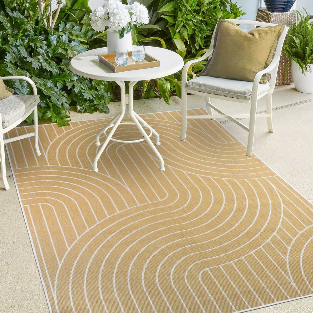 Tapis&#x20;ext&#xE9;rieur,&#x20;kilim&#x20;reversible&#x20;160x230&#x20;ex1&#x20;col&#x20;jaune&#x20;et&#x20;cr&#xE8;me