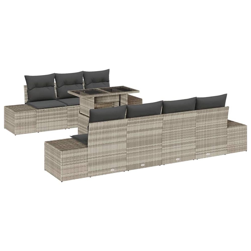 Ensemble de canapé de jardin 8 pc gris clair et gris foncé