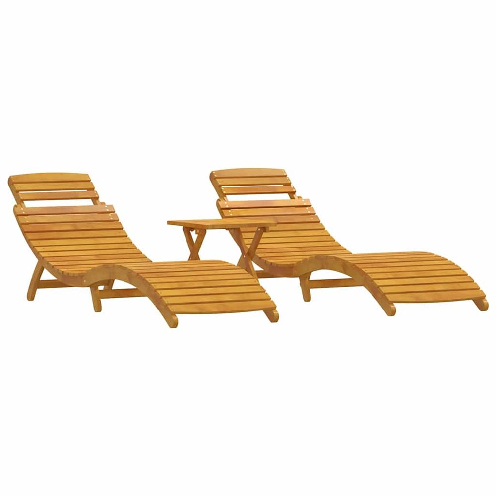 Transat 3 pc bois d'acacia massif marron