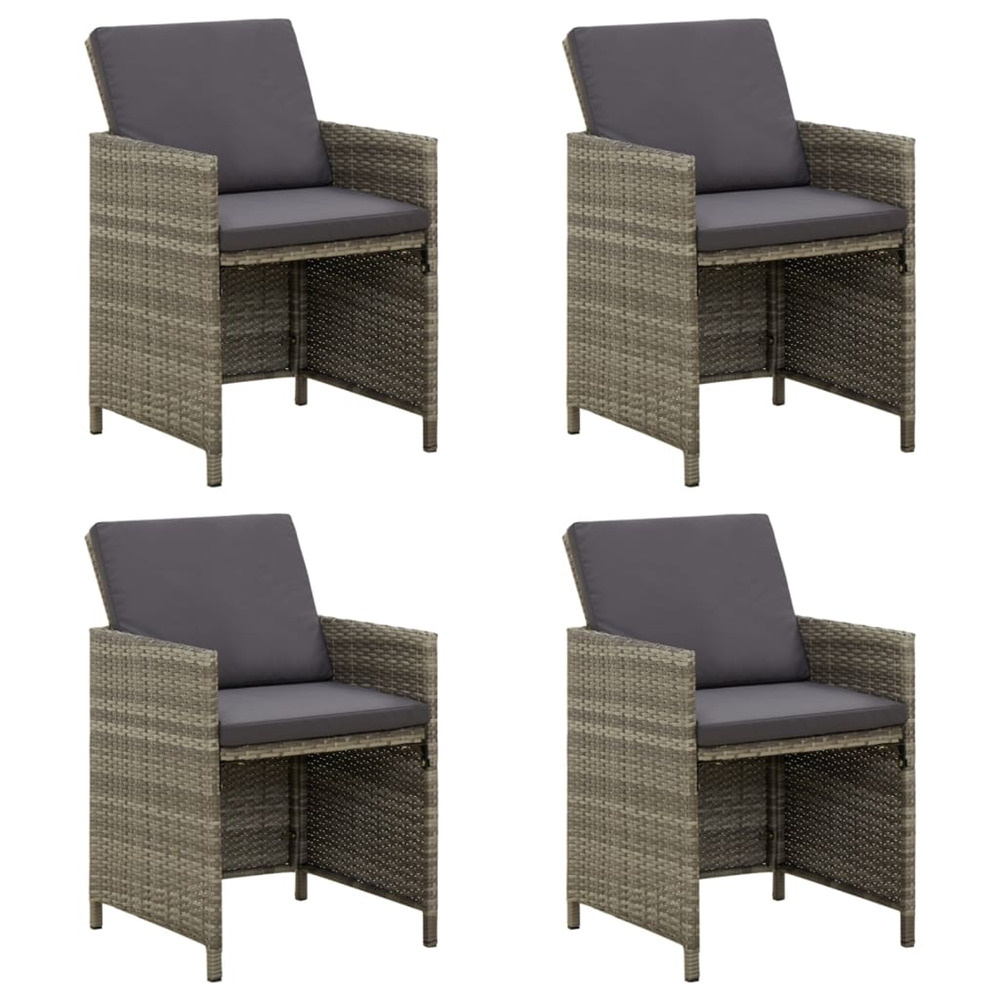 Chaises de jardin avec coussins lot de 4 résine tressée gris