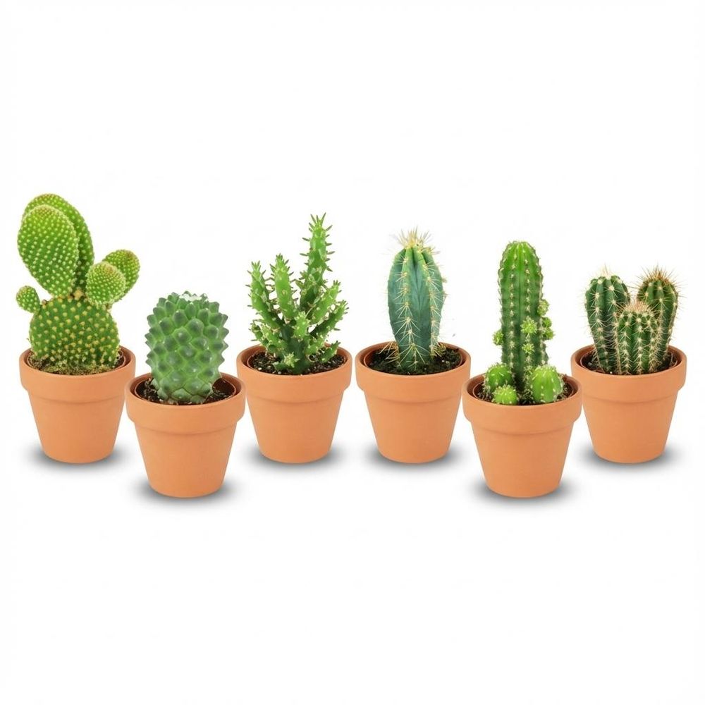 Mini mélange de cactus - pot de 8cm - hauteur: 5-10 cm - pots en terre cuite