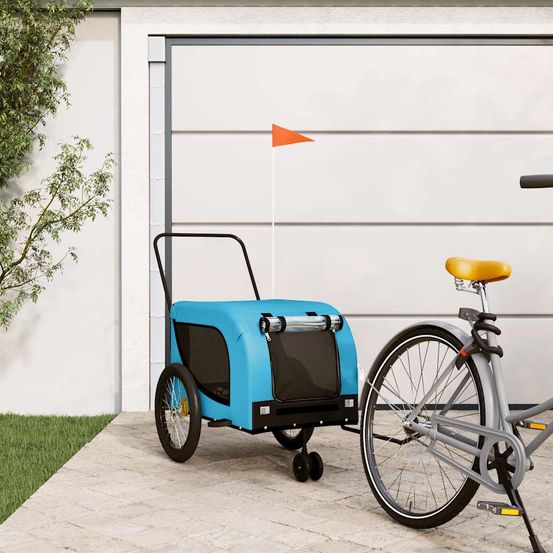 Remorque vélo pour chien en acier transport sécurisé pour animaux 45kg bleu