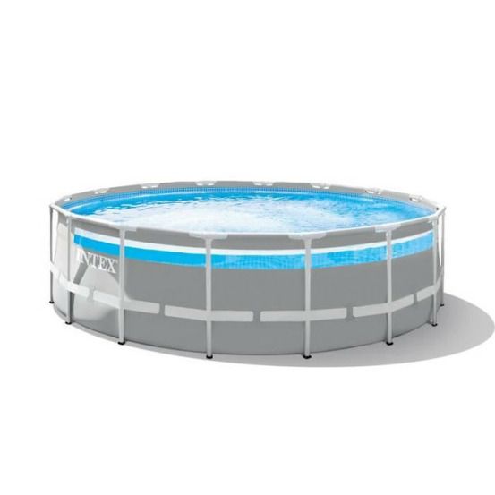Kit piscine hors sol tubulaire intex - pris frame - 488 x 122 cm - ronde (pompe, bâche, tapis de sol et échelle) - 26730np