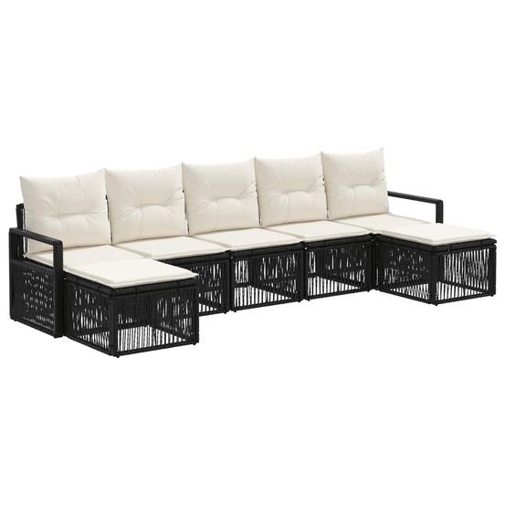 Ensemble de canapé de jardin 7 pc noir polyrotin
