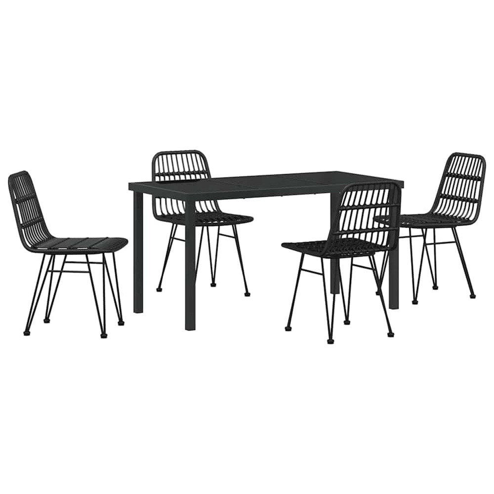 Ensemble de salle à manger pour jardin 5 pcs noir