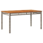 Table de jardin gris 140x80x75 cm résine tressée et bois acacia
