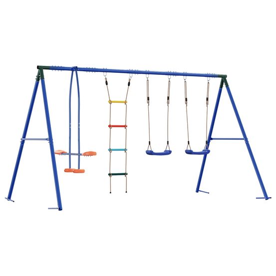 Ensemble de balançoires d'extérieur multicolore acier et pe