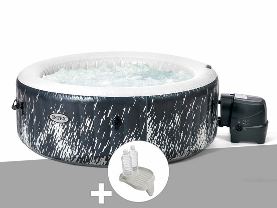 Kit spa gonflable purespa galaxie rond bulles avec led 4 places + porte-verre