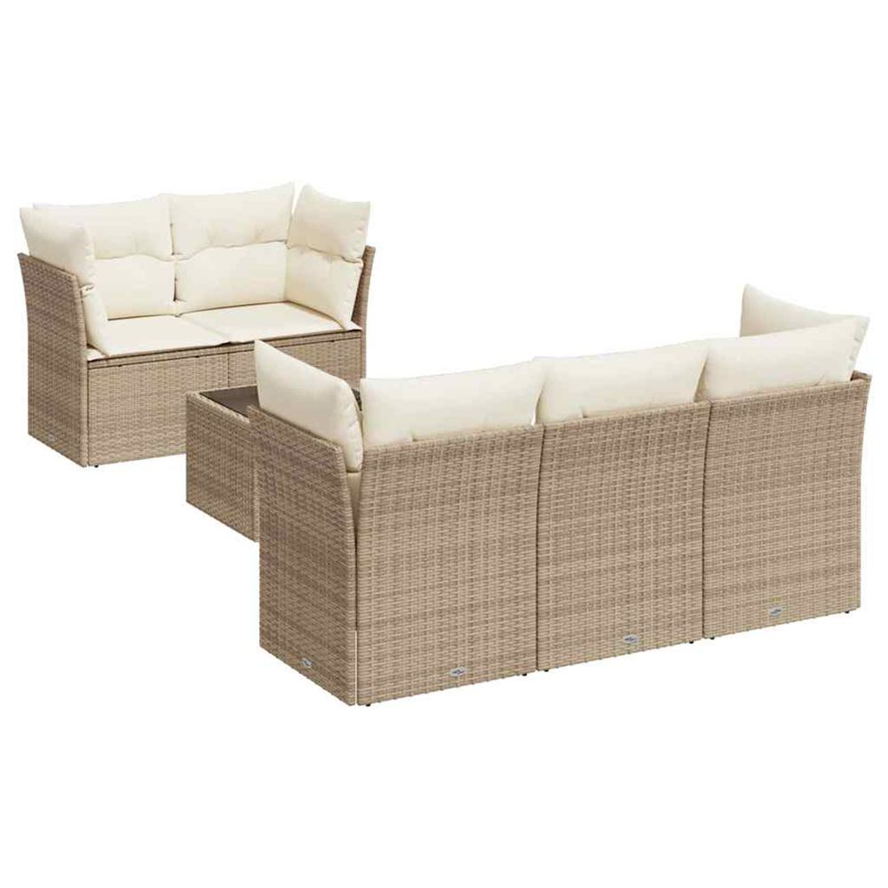 Salon de jardin avec coussins 6 pcs beige résine tressée