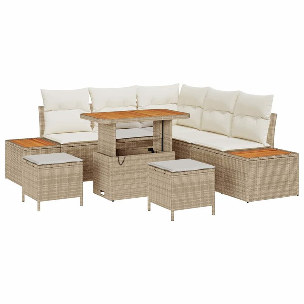 Ensemble de canapé de jardin 8 pc 7-nombre de places beige