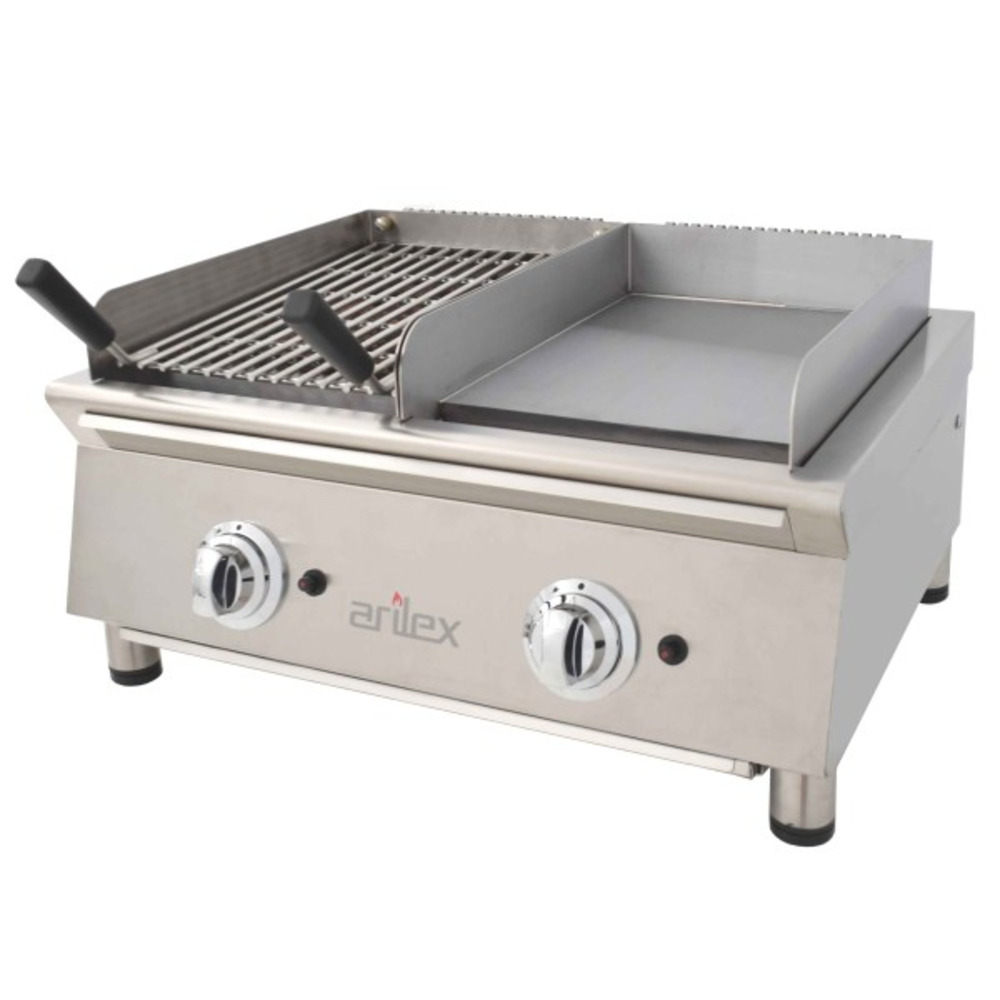 Frytop à gaz en acier rectifié + barbecue à gaz 35 cm - arilex