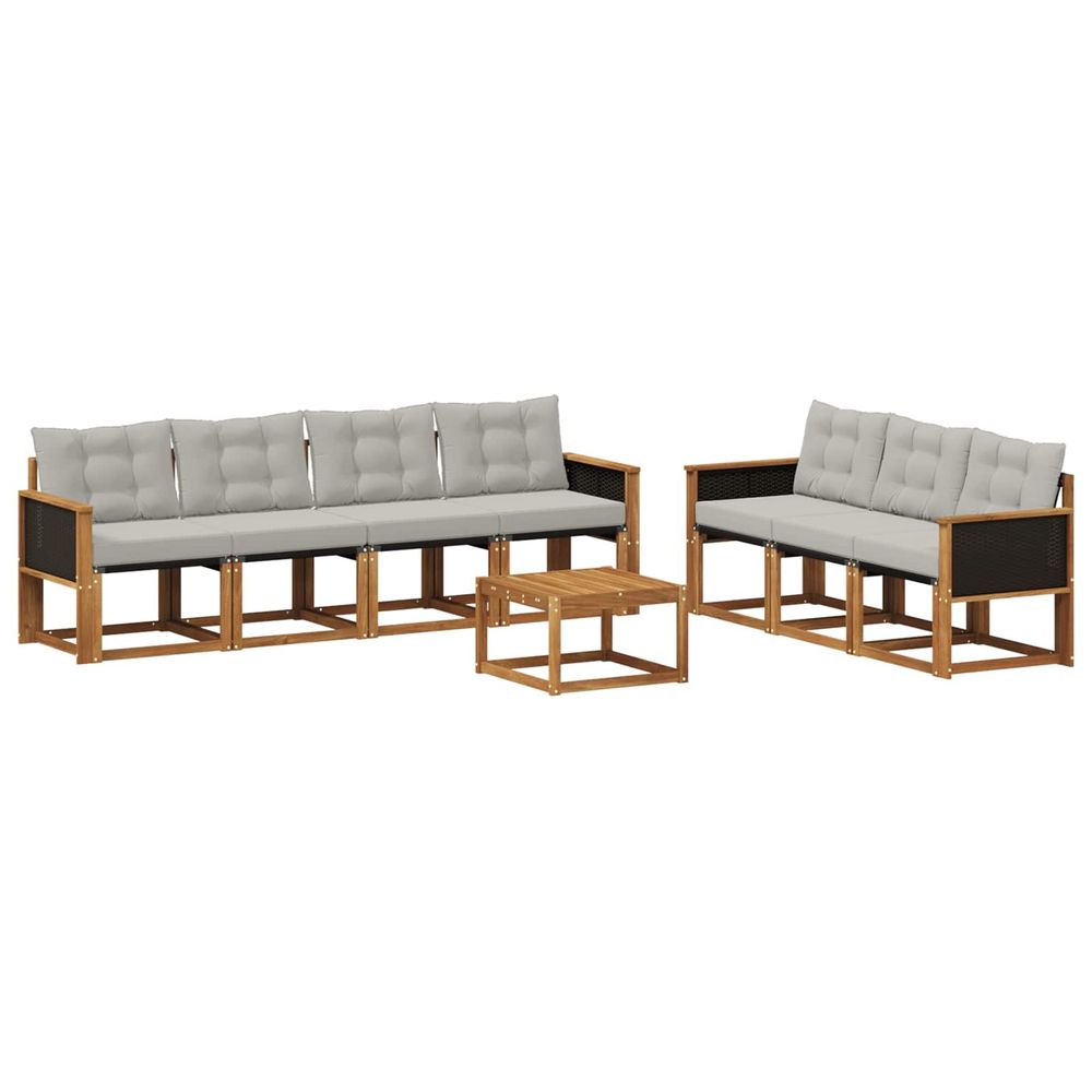 Ensemble de canapés d'extérieur 8 pc naturel et gris clair