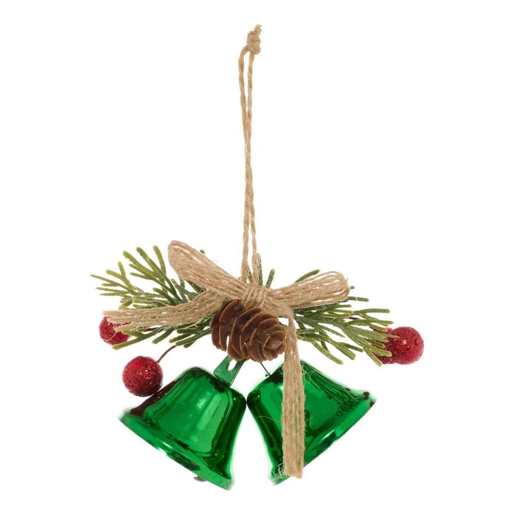 Décoration de sapin sur présentoir cloches en métal 7 cm