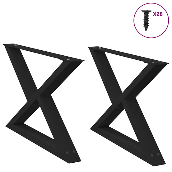 Pieds de table basse 2 pièces noir 70 x (42-43,3) cm acier