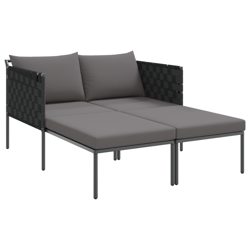 Transat avec coussins pour 2 personnes anthracite 115x153x69,5 cm acier