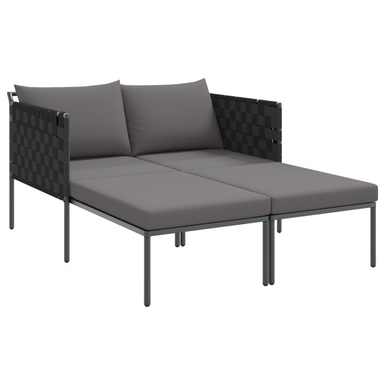 Transat avec coussins pour 2 personnes anthracite 115x153x69,5 cm acier