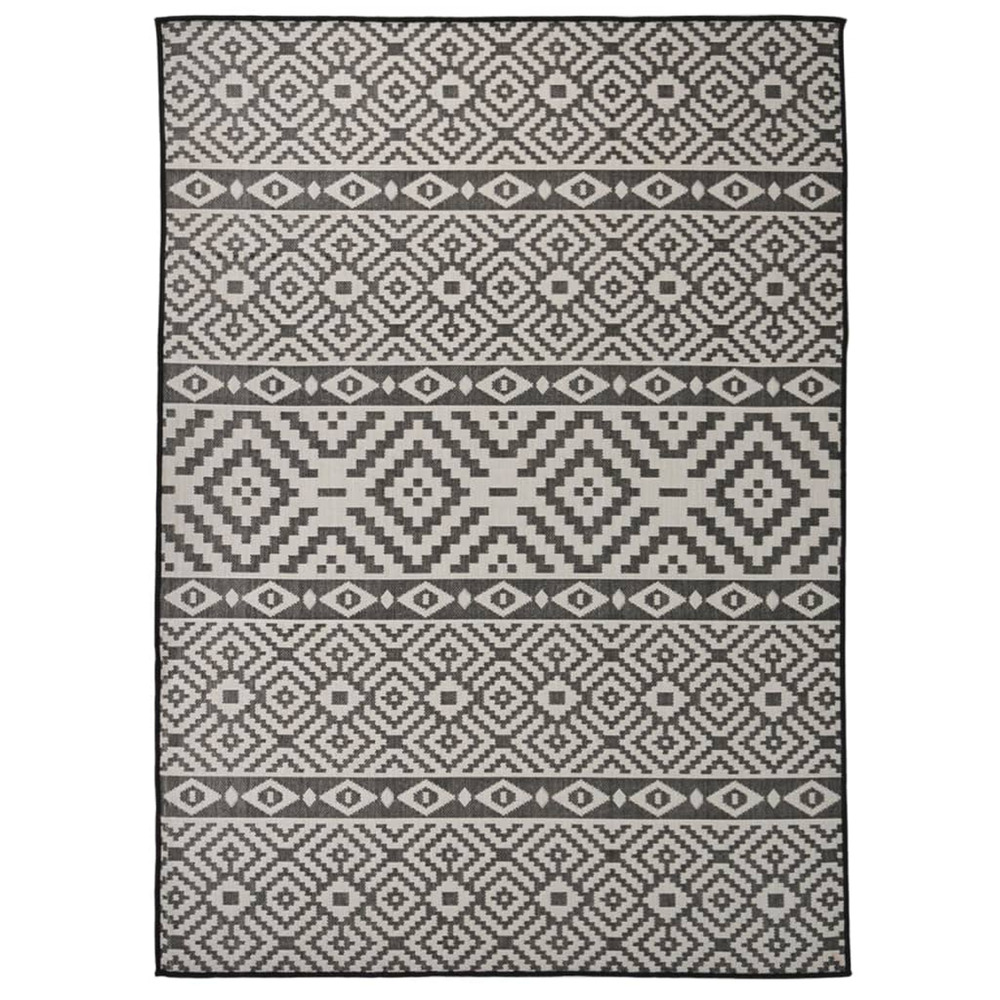 Tapis à tissage plat d'extérieur 200x280 cm rayures noires