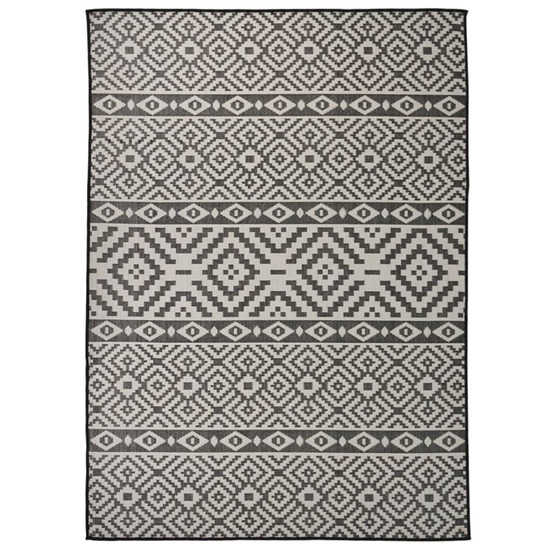 Tapis à tissage plat d'extérieur 200x280 cm rayures noires