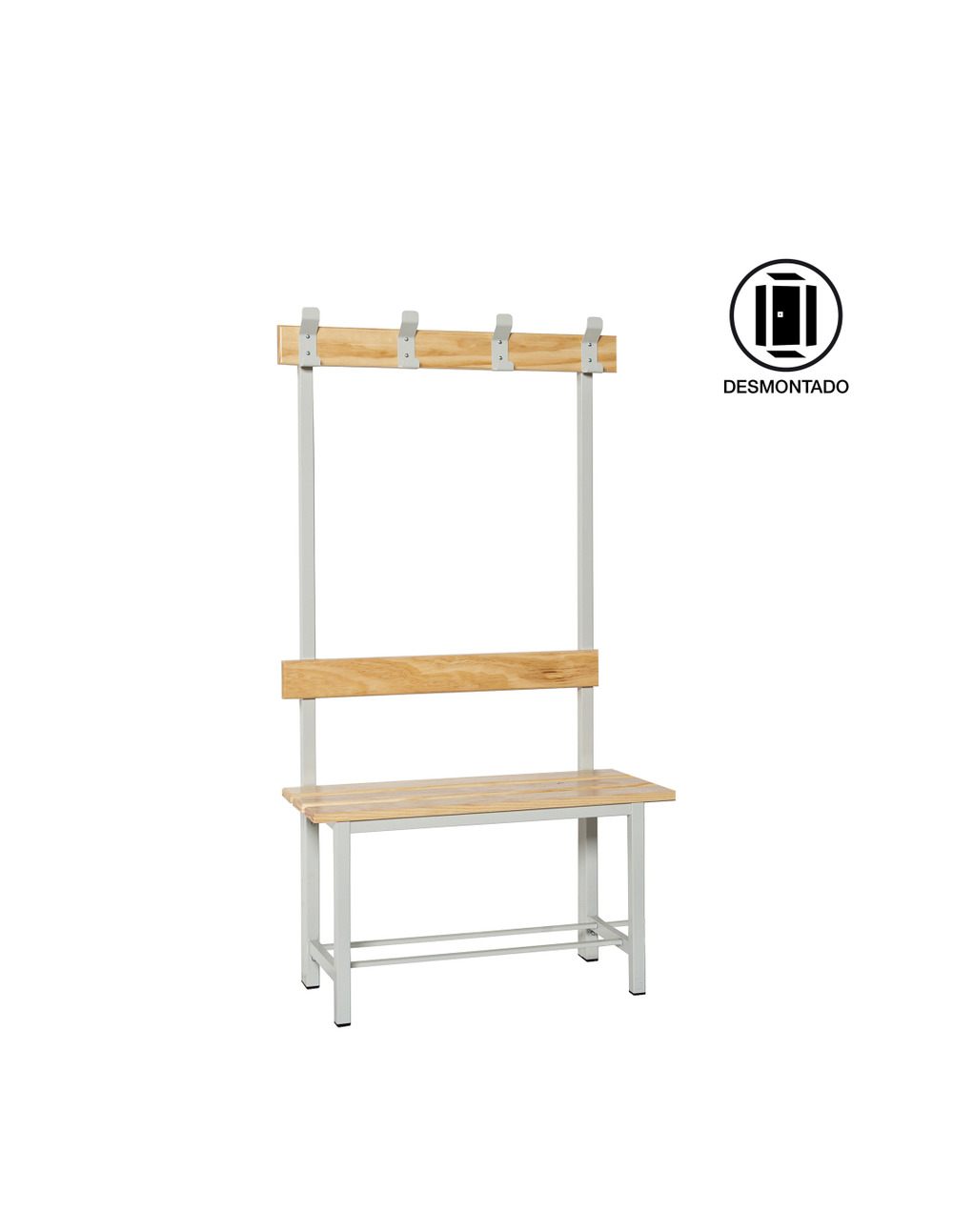 Banc vestiaire simonbench démonté simple sans plateau 4/1000 gris 1000x1600x350 - simonrack