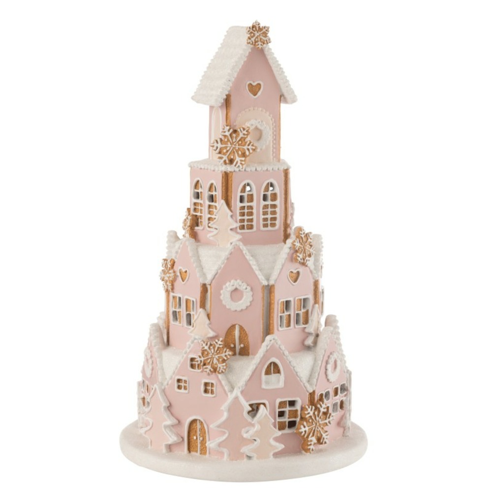 Maison de noël en polyrésine multicouleur 24.5x24.5x42 cm