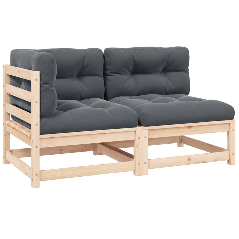 Salon de jardin 2 pcs avec coussins bois de pin massif
