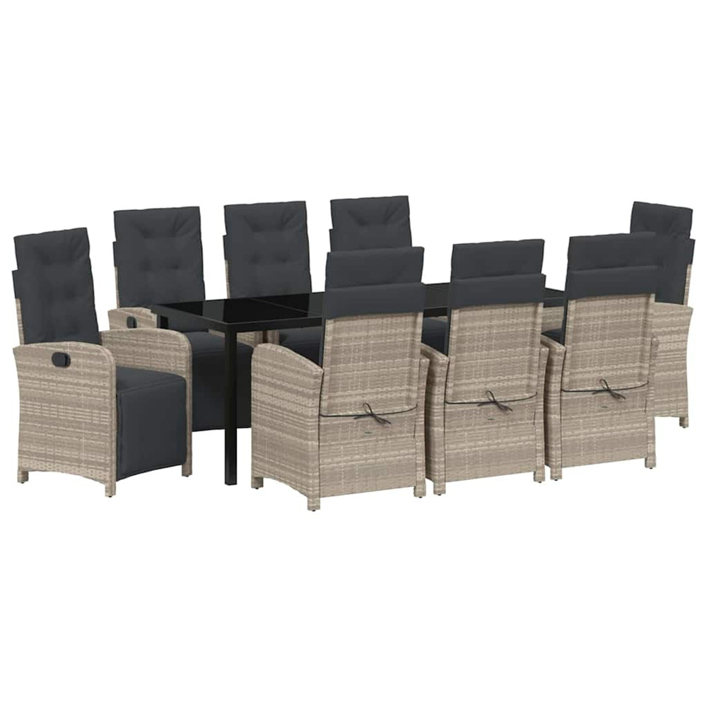 Ensemble de salle à manger pour jardin 9 pcs gris clair