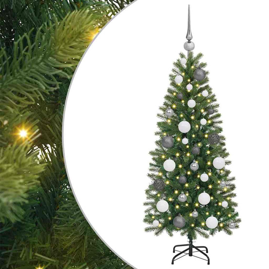 Sapin de noël artificiel avec 150 led vert 120 cm pe et pvc