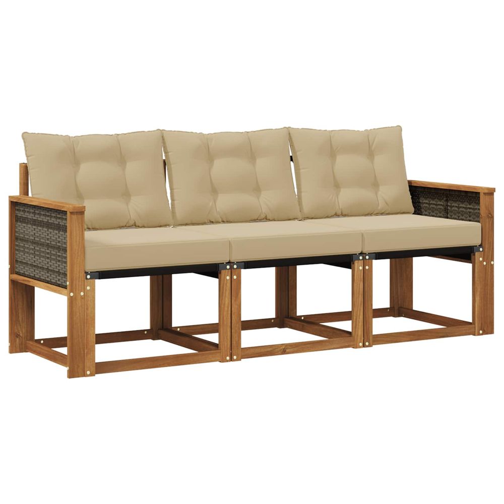 Ensemble de canapés d'extérieur 3 pc naturel et beige