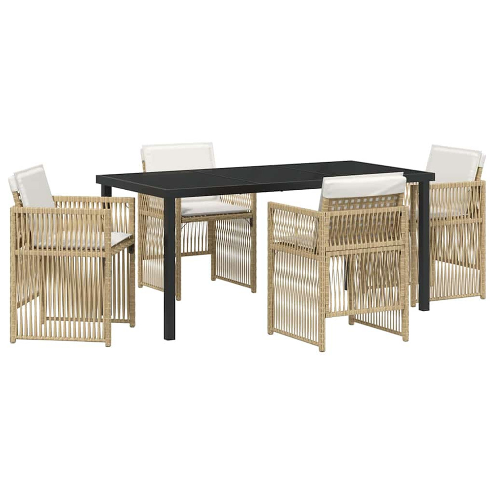 Ensemble de salle à manger pour jardin 5 pcs beige