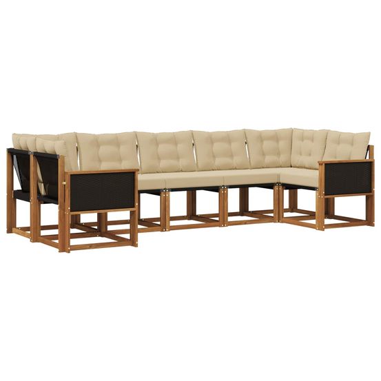 Ensemble de canapés d'extérieur 7 pc naturel et beige