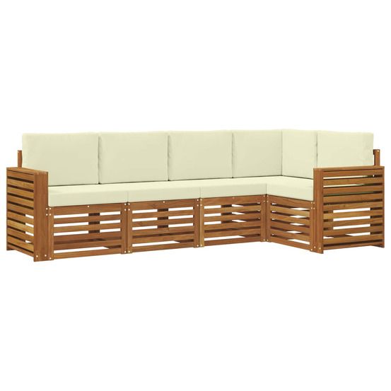 Ensemble de canapés d'extérieur 5 pc naturel et crème polyester