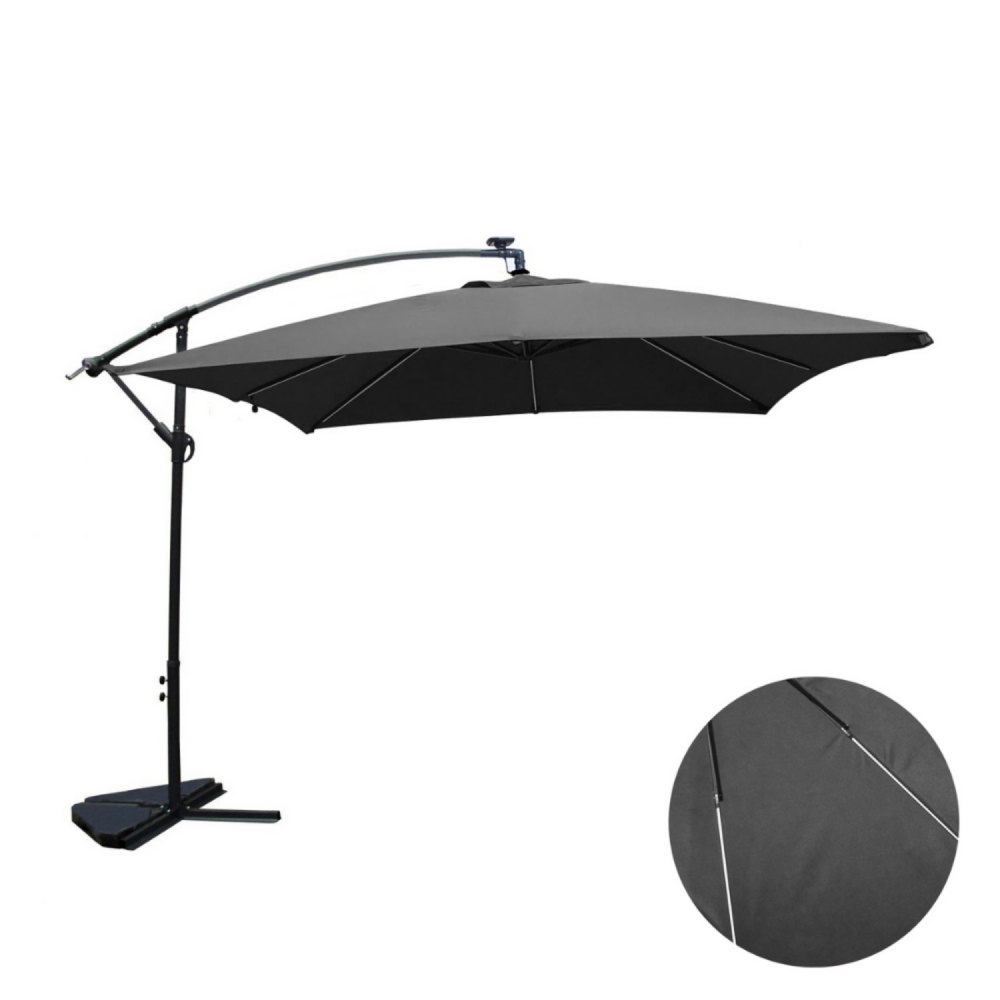 Parasol néon led déporté 3 x 3 m gris solenzara