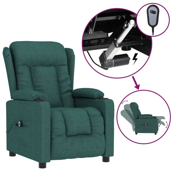 Fauteuil inclinable électrique vert foncé tissu