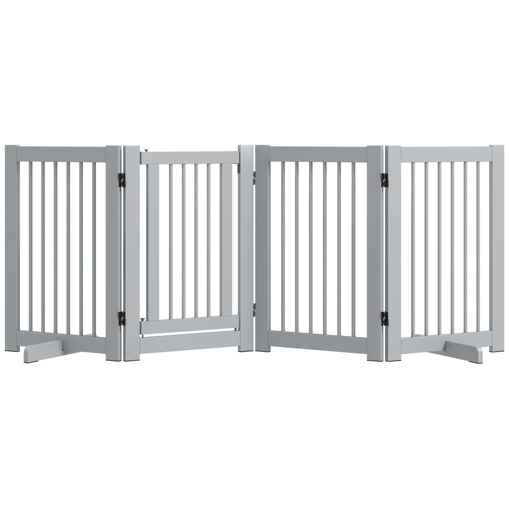 Barrière de sécurité pour chien pin massif 204 x 36 x 75 cm gris clair avec porte