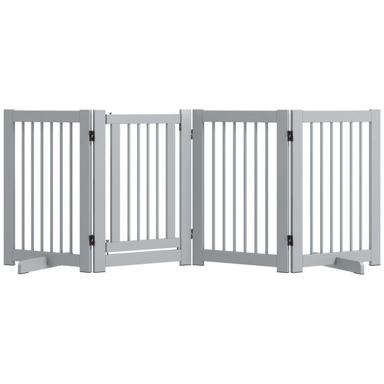 Barrière de sécurité pour chien pin massif 204 x 36 x 75 cm gris clair avec porte