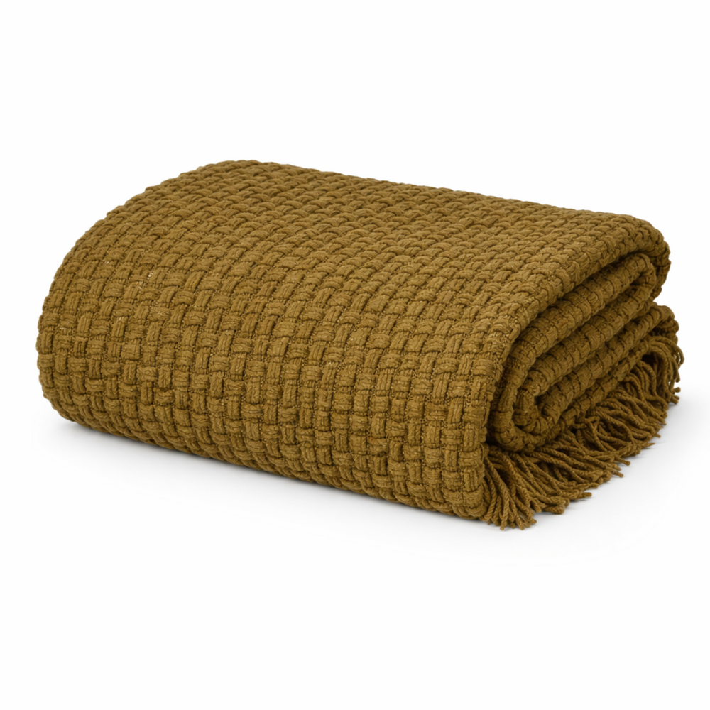 Mica decorations cosenza plaid - plaid canape grande taille - couverture - 180 x 130 cm - marron