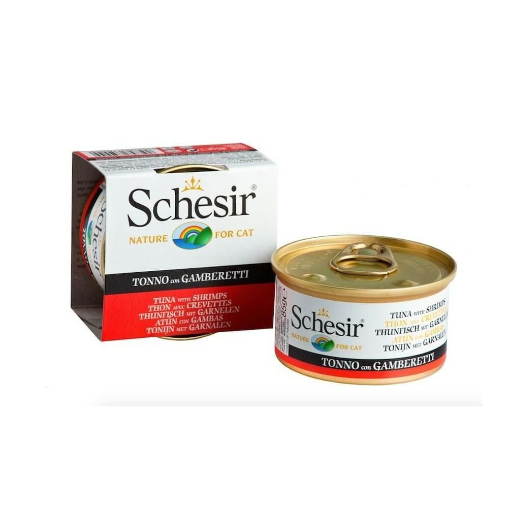 Pâtée en gelée thon/crevettes chat (boite 85g) - schesir 85 g