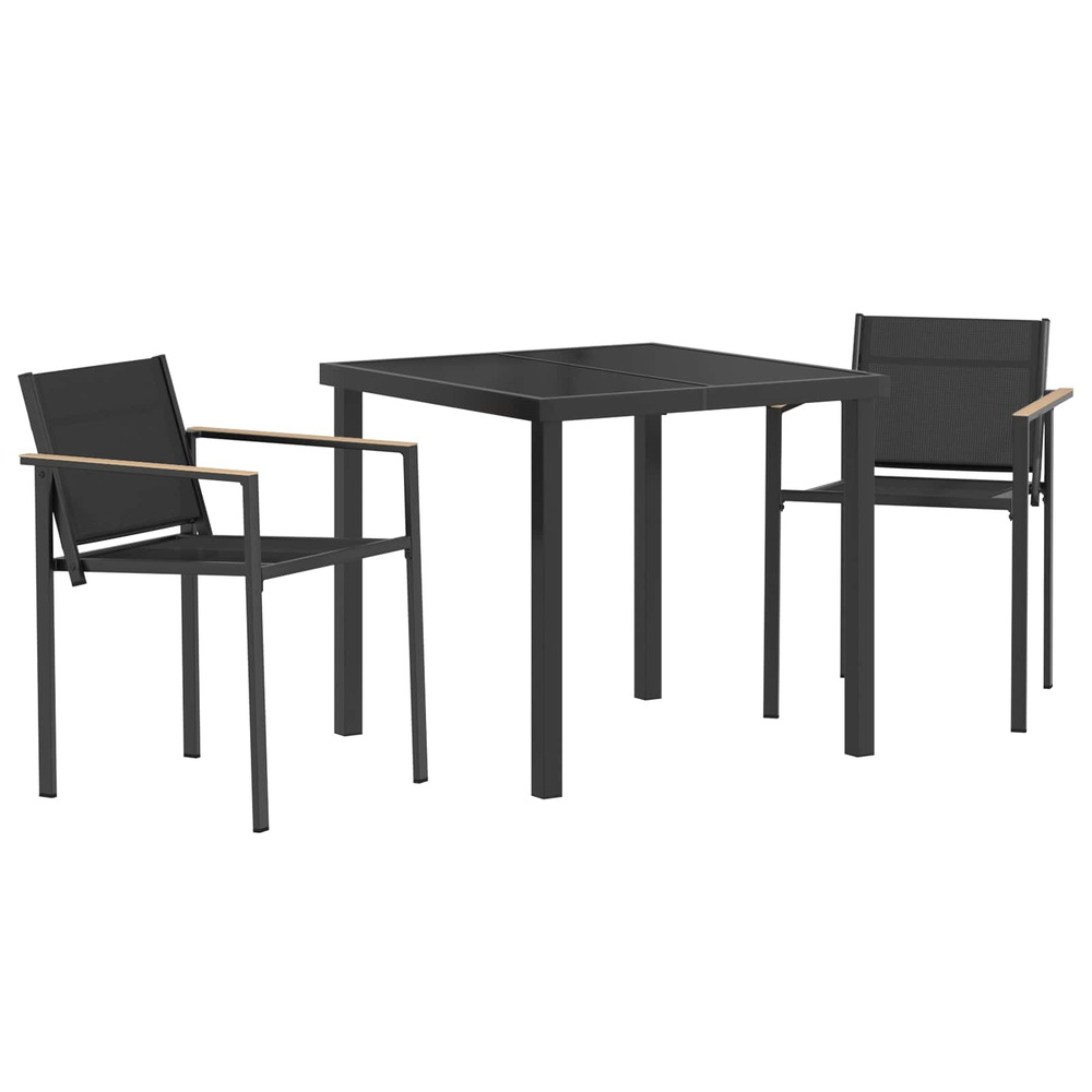 Ensemble de meubles d'extérieur 3 pcs noir et anthracite