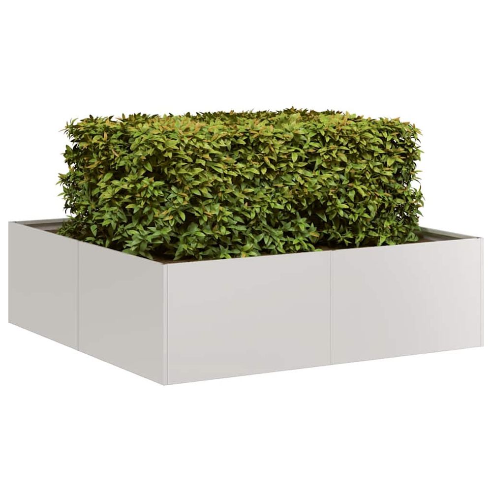 Jardinière carrée acier inoxydable jardin potager plantes argenté 100x30cm