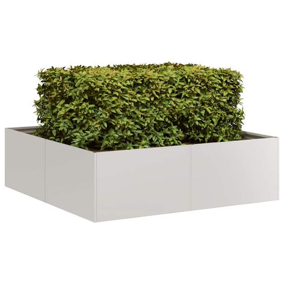Jardinière carrée acier inoxydable jardin potager plantes argenté 100x30cm