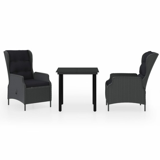 Ensemble à manger de jardin 3 pcs gris foncé