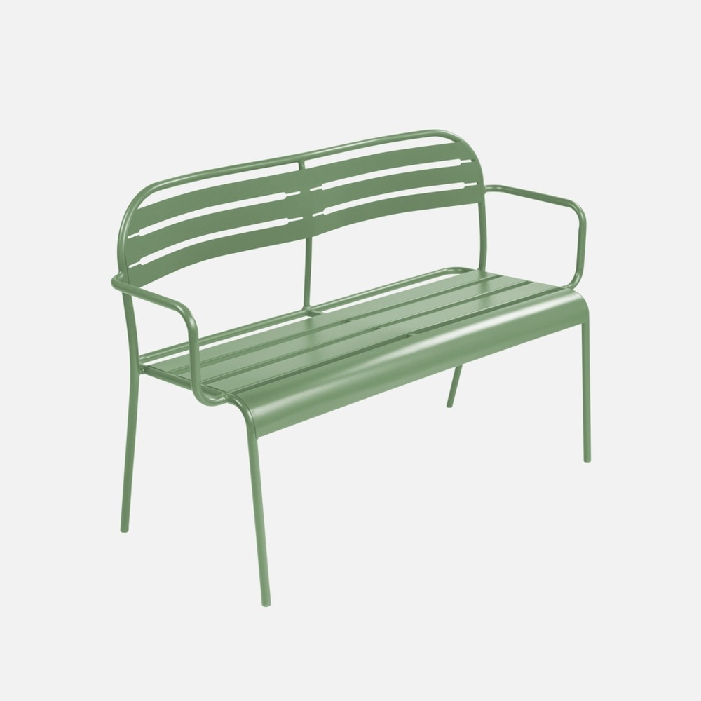 Banc extérieur 2 places acier vert - 118 x 52 x 80cm - amélia