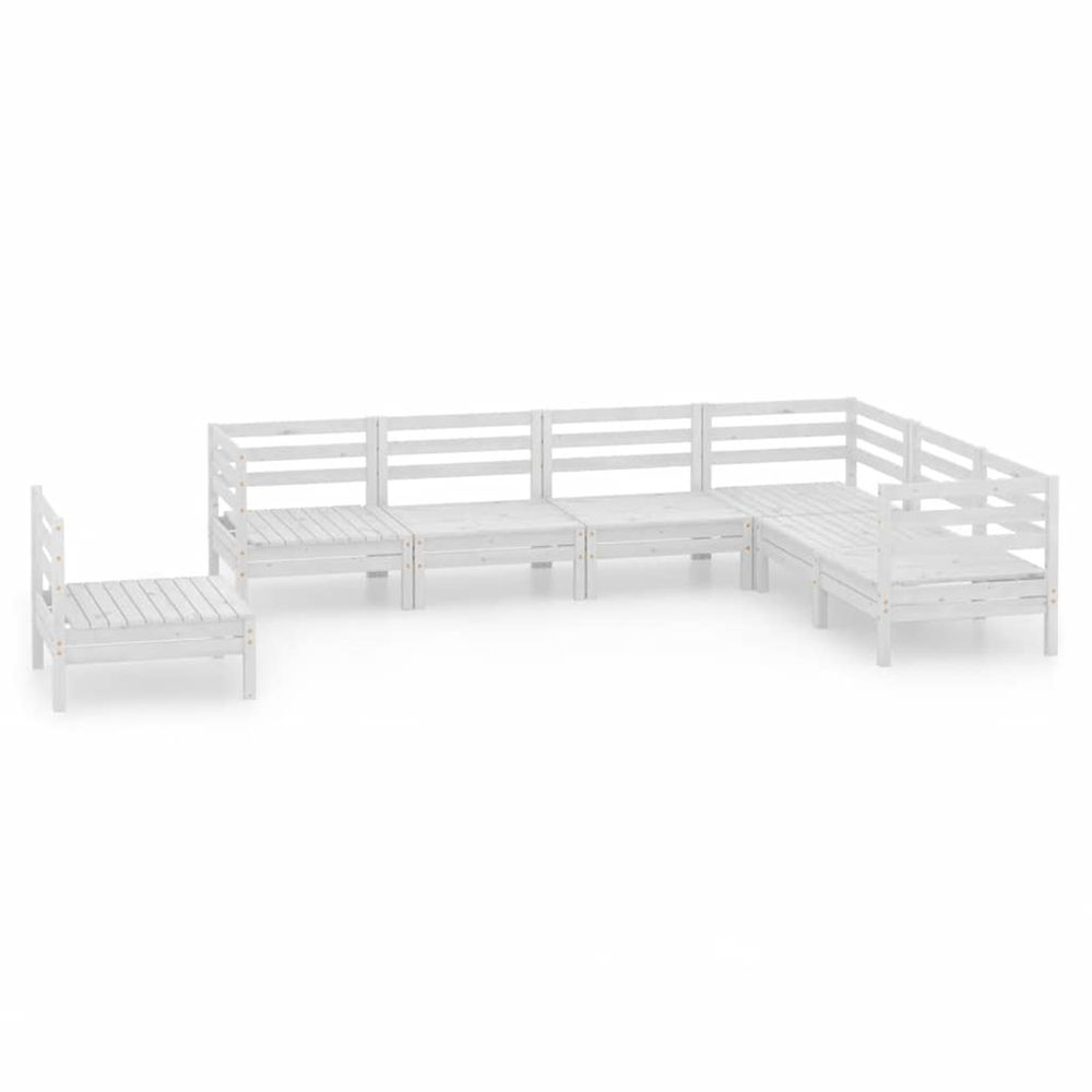 Salon de jardin 7 pcs bois de pin massif blanc