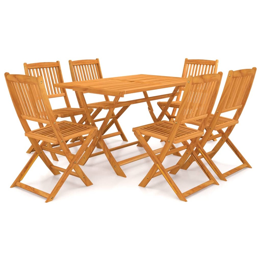 Mobilier à dîner de jardin pliable 7 pièces bois d'acacia solide