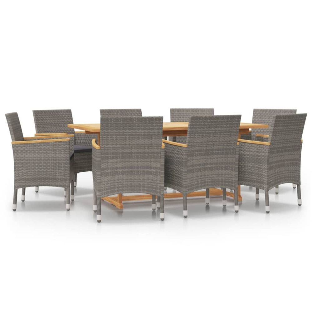 Ensemble à manger de jardin 9 pcs avec coussins gris