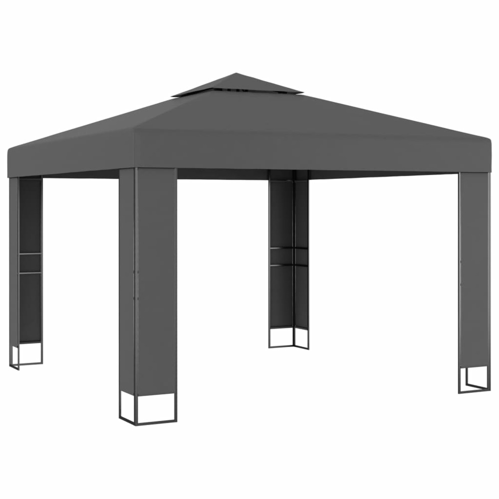 Tonnelle avec toit double 3x3 m anthracite